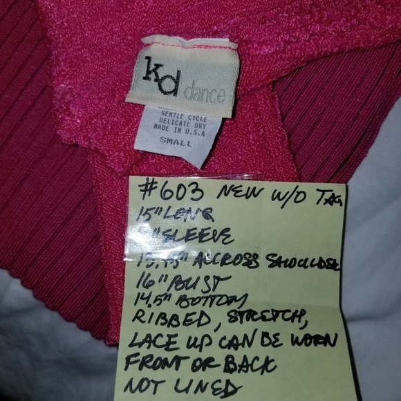 #603 NWOT KD Dance Sexy Hot Pink Ribbed Knit Top S - Picture 7 of 10